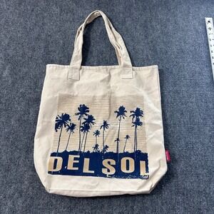 Del Sol Color Change Canvas Tote Bag Palm Tree Tropical Cream Reusable Shopper